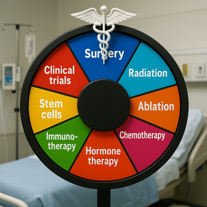 Diagram showing the complexity of cancer treatment options